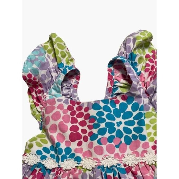 Kelly's Kids Dress Girls Size 3 4 Watercolor Multi Color Peonies - Picture 6 of 7